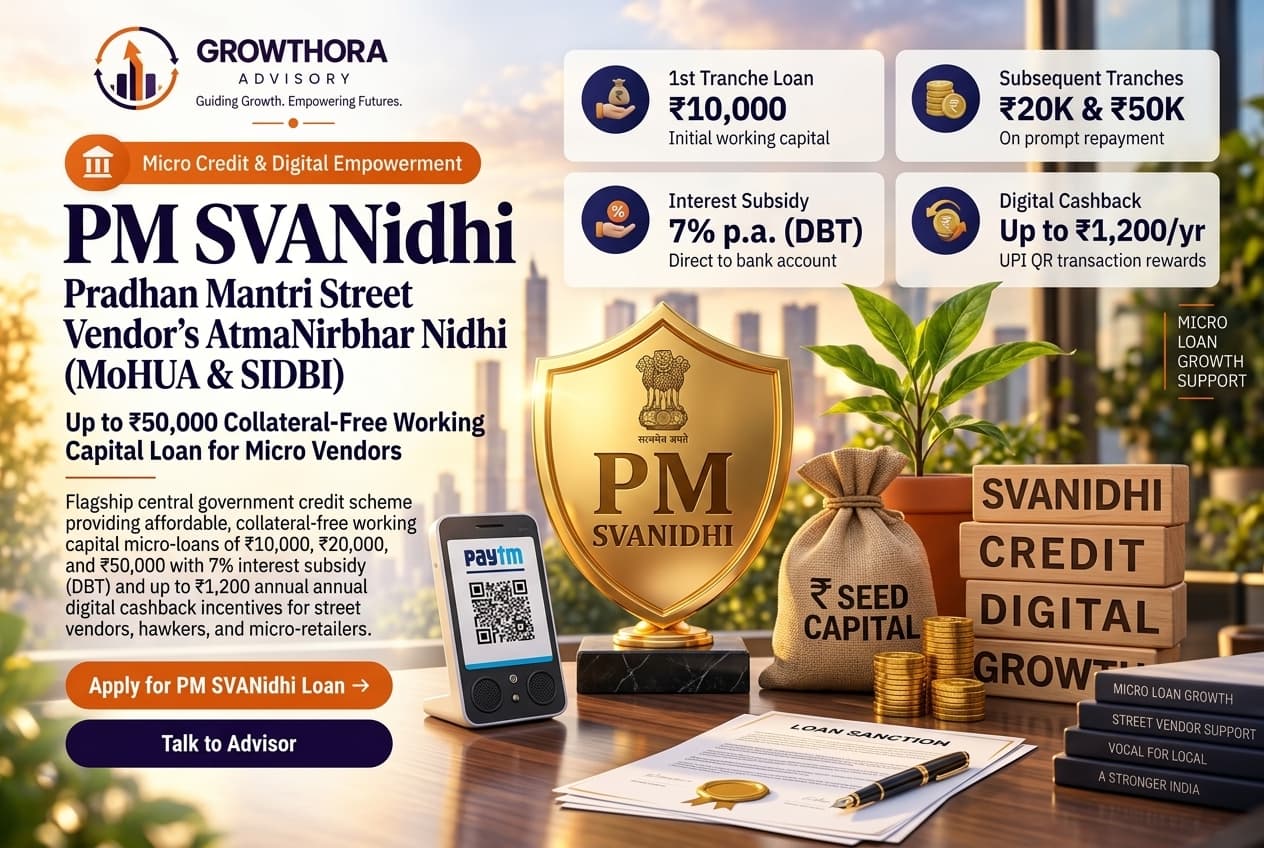PM SVANidhi Scheme 2026 – Up to ₹50,000 Collateral-Free Working Capital Loan for Micro Vendors Infographic