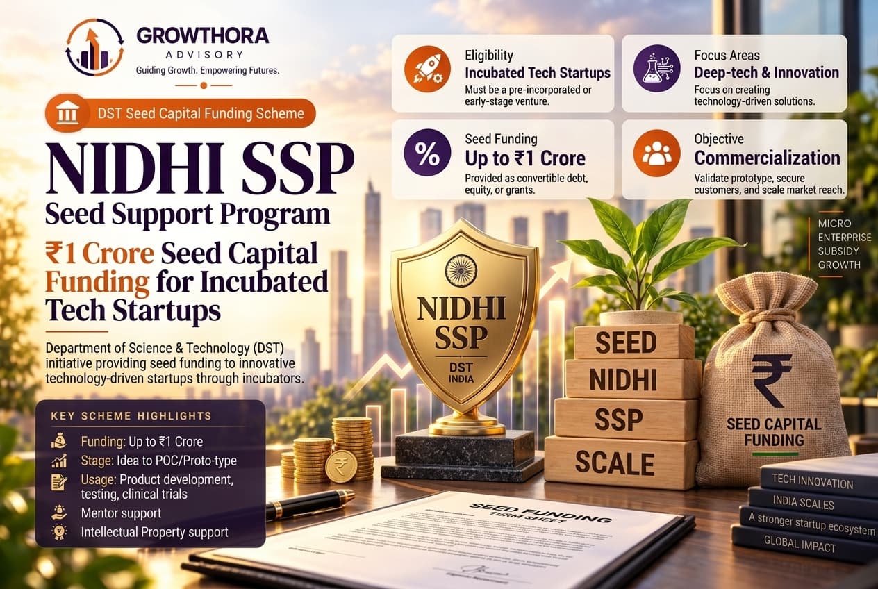NIDHI SSP (Seed Support Program) – Up to ₹1 Cr Seed Capital for Incubated Startups Infographic