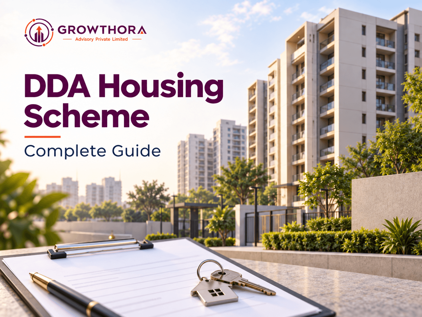 DDA Housing Scheme Complete Guide 2026 | Delhi Housing Flats DDA Housing Scheme complete guide with residential flats, housing application documents and home keys in Delhi