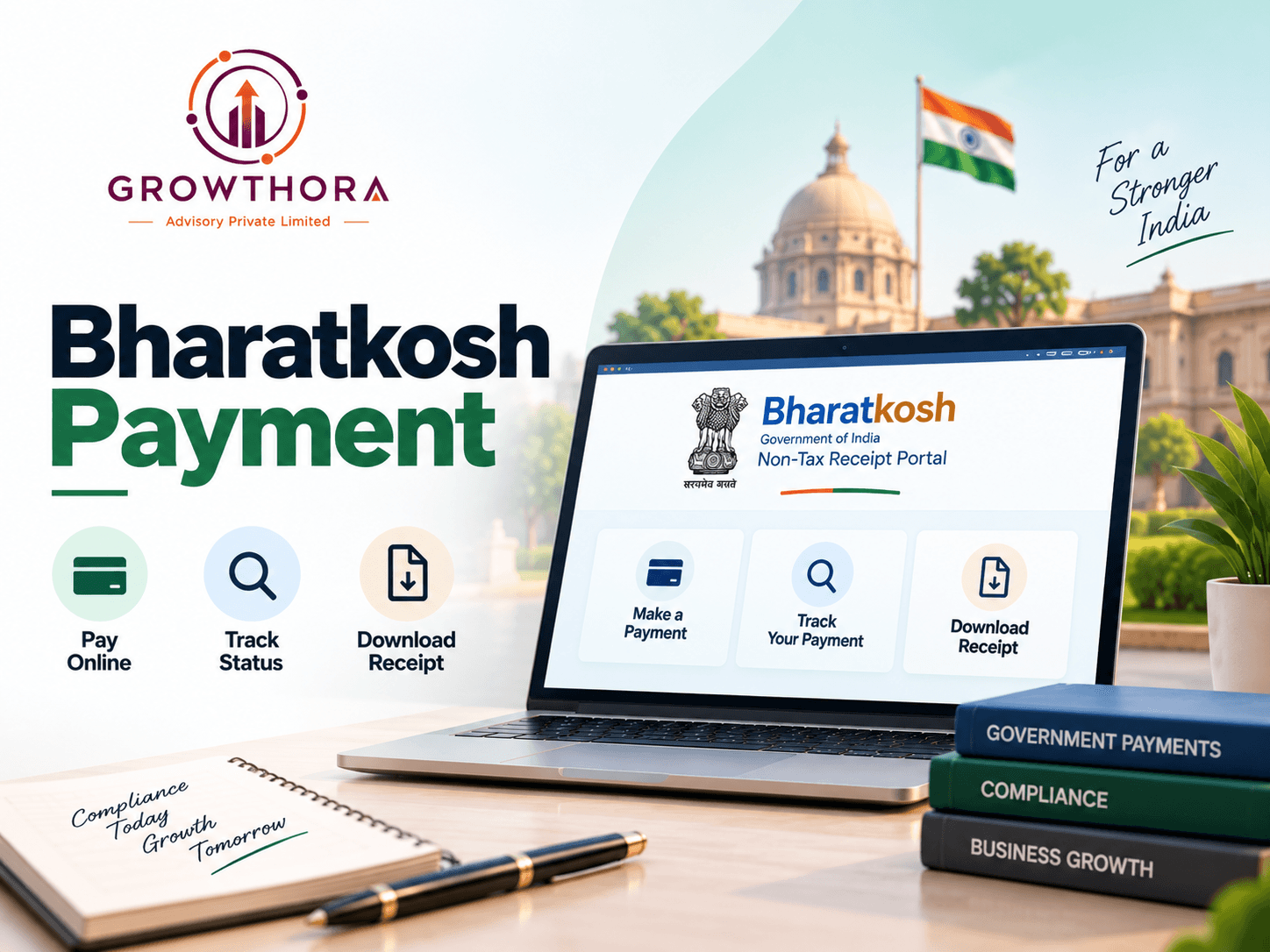 Bharatkosh Payment – Pay Online, Track Status & Download Receipt 2026 Bharatkosh Payment portal guide for making Government of India non-tax payments online, tracking payment status and downloading GAR-6 receipt and GAR-7 challan in 2026.