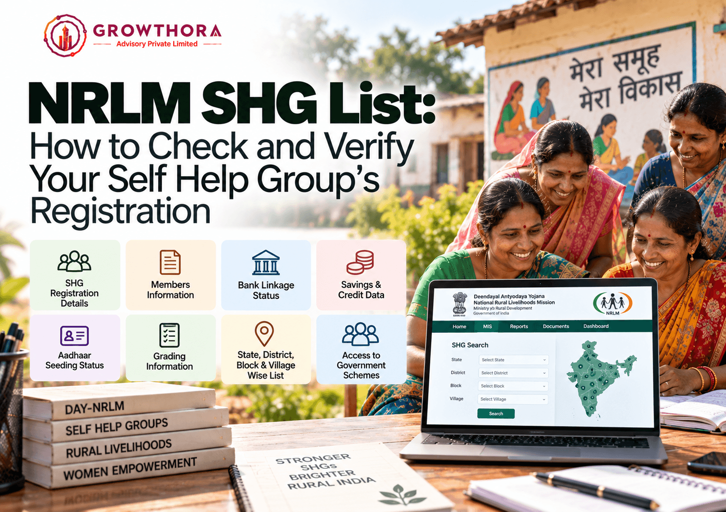 NRLM SHG List showing how rural women can check and verify Self Help Group registration, member details, bank linkage, grading, Aadhaar seeding and government scheme eligibility