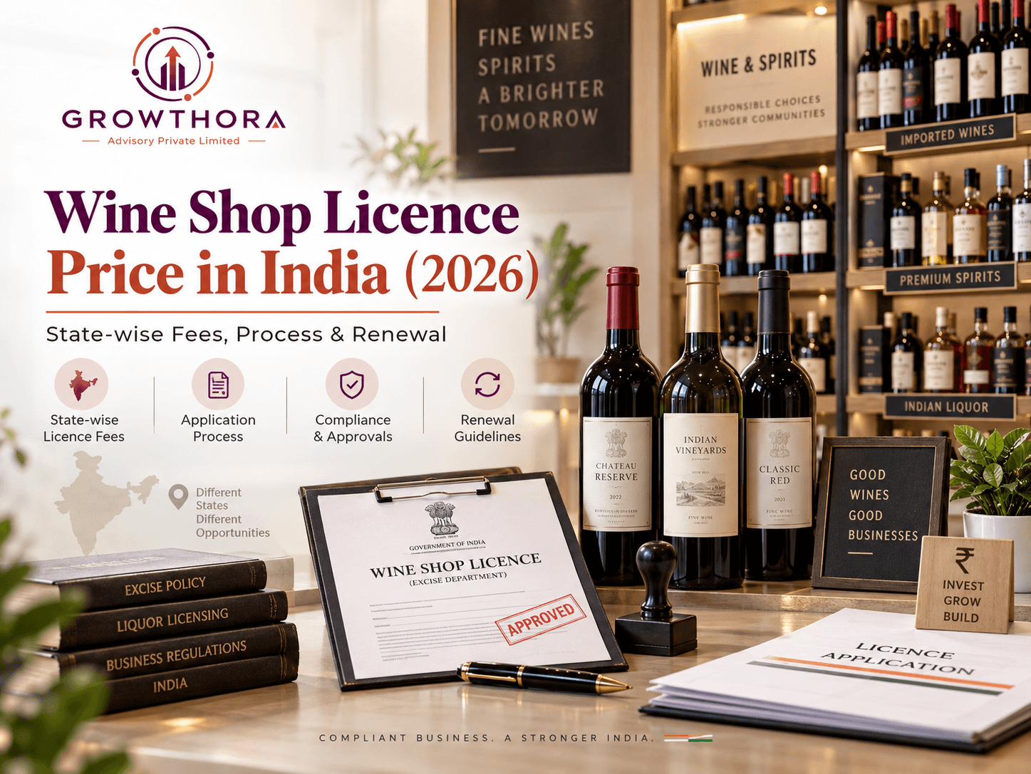 Wine Shop Licence Price in India (2026): Complete Guide Wine shop licence in India 2026 showing state-wise licence fees, excise compliance, application process, renewal requirements and retail liquor business setup