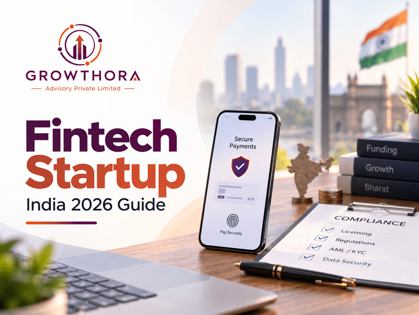 Fintech Startup in India 2026: Licensing, Compliance and Funding Guide Fintech startup in India 2026 showing digital payments, licensing, compliance, KYC, data security and startup funding requirements