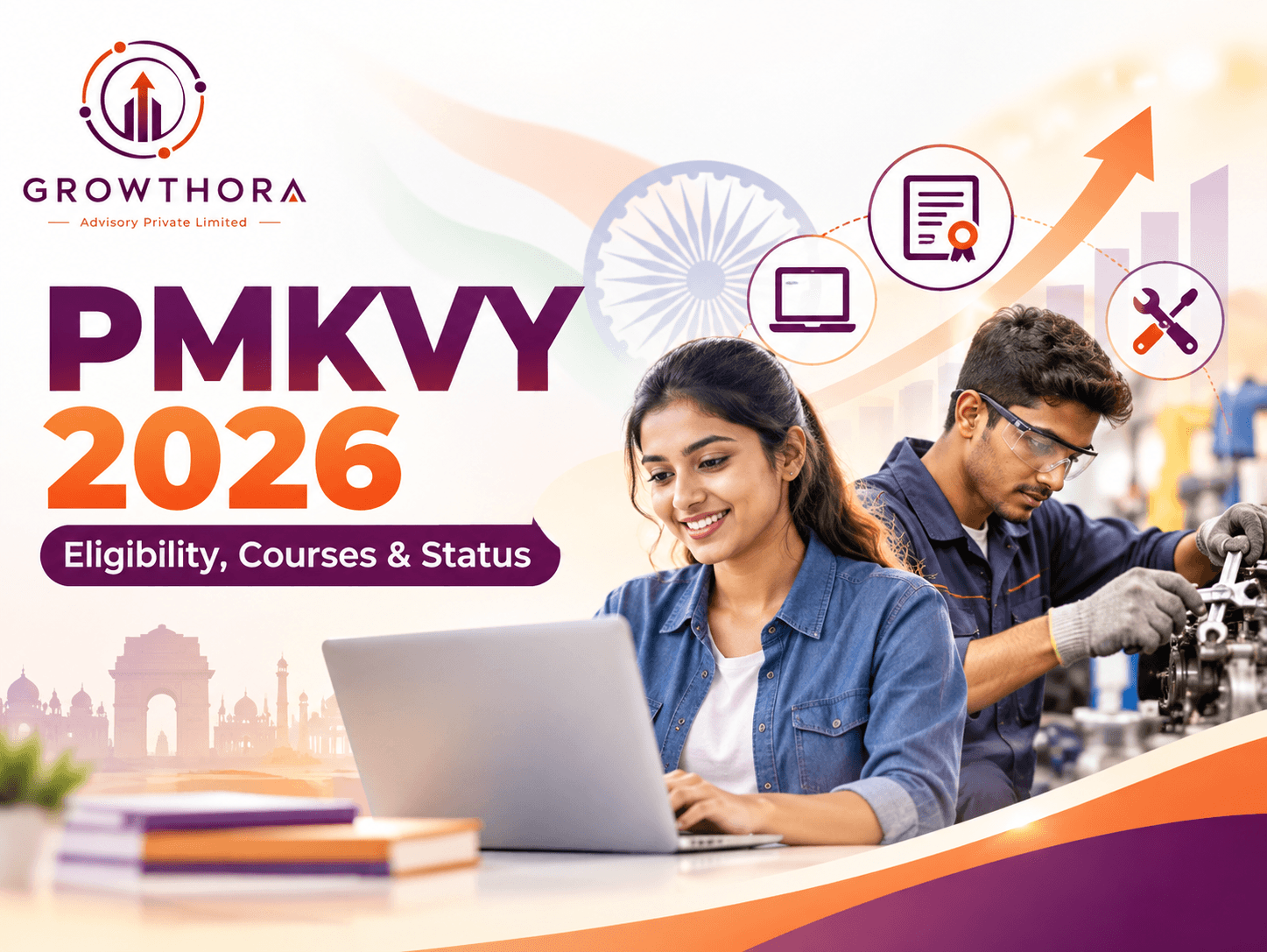 PMKVY 2026 showing free skill training, certification, eligibility, courses and career development opportunities under Pradhan Mantri Kaushal Vikas Yojana