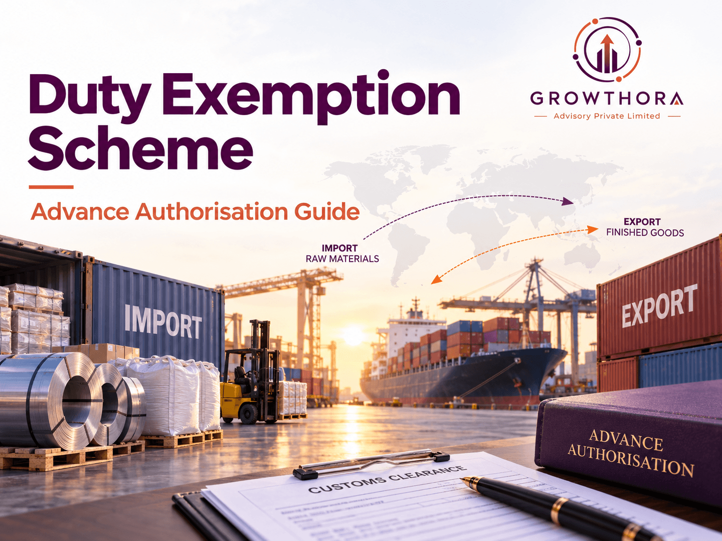 Duty Exemption Scheme India: Advance Authorisation Guide Duty Exemption Scheme in India showing Advance Authorisation, duty-free import of raw materials, export of finished goods and customs compliance for exporters
