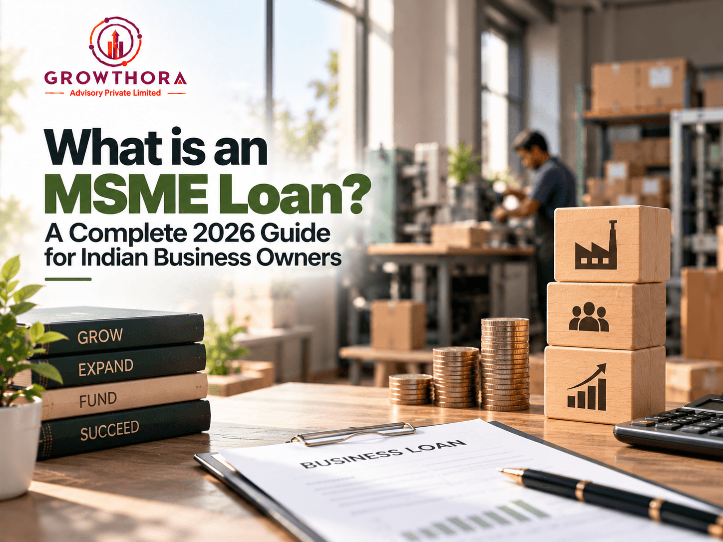 MSME loan in India 2026 showing business financing, working capital, machinery funding, government-backed loan schemes and growth opportunities for small businesses