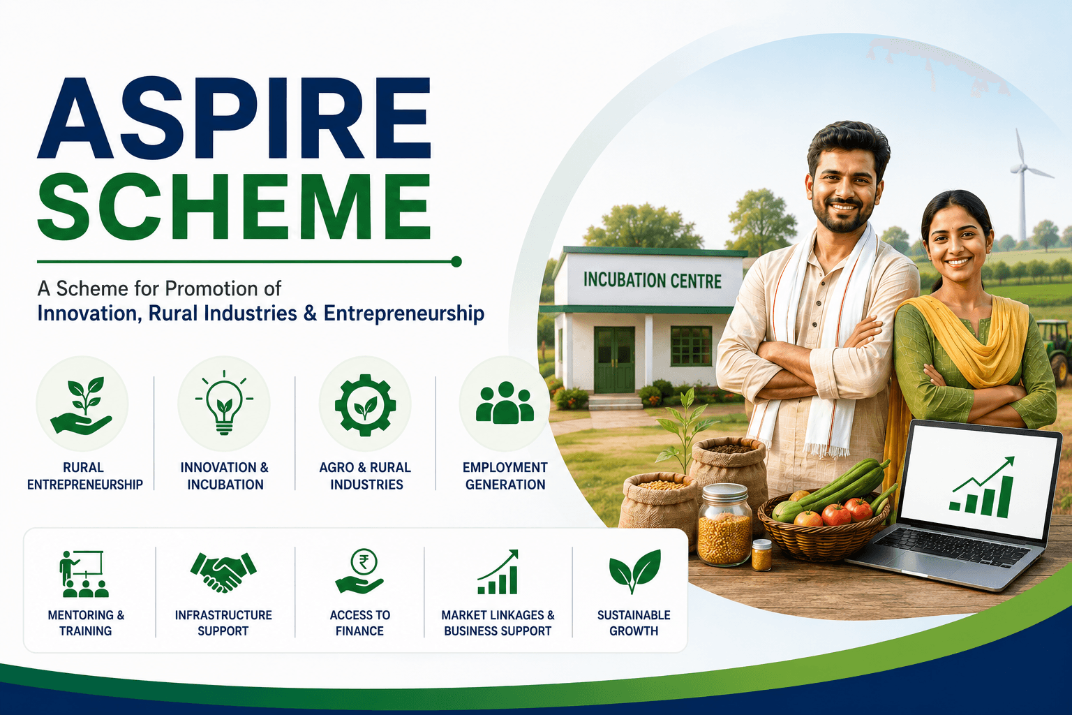 ASPIRE Scheme – Rural Entrepreneurship & Innovation Support in India ASPIRE Scheme supporting rural entrepreneurship, innovation, agro-based industries and employment generation in India