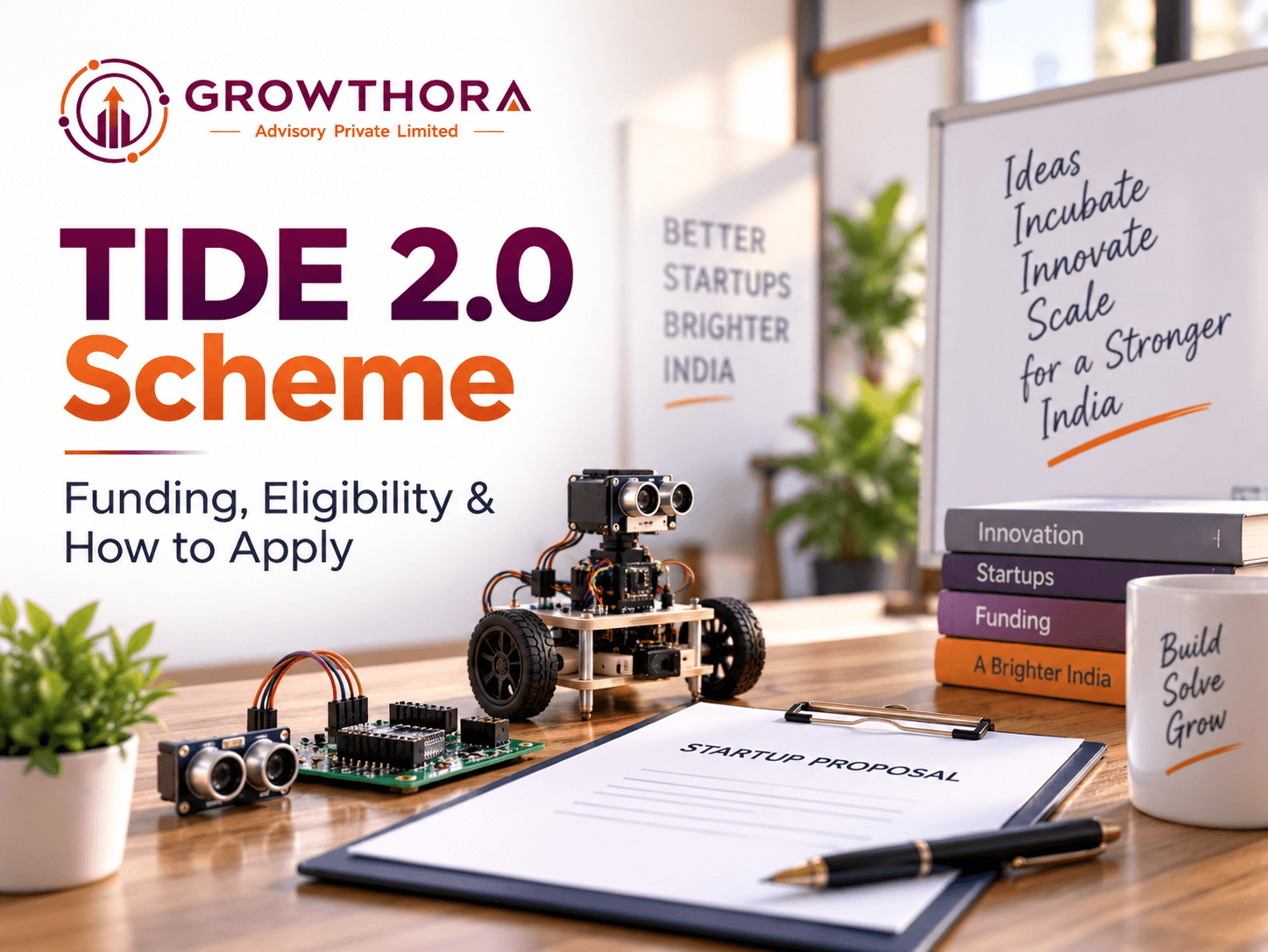 TIDE 2.0 Scheme: Funding, Eligibility and How to Apply TIDE 2.0 Scheme for technology startups in India showing startup funding, incubation, prototype development and emerging technology support
