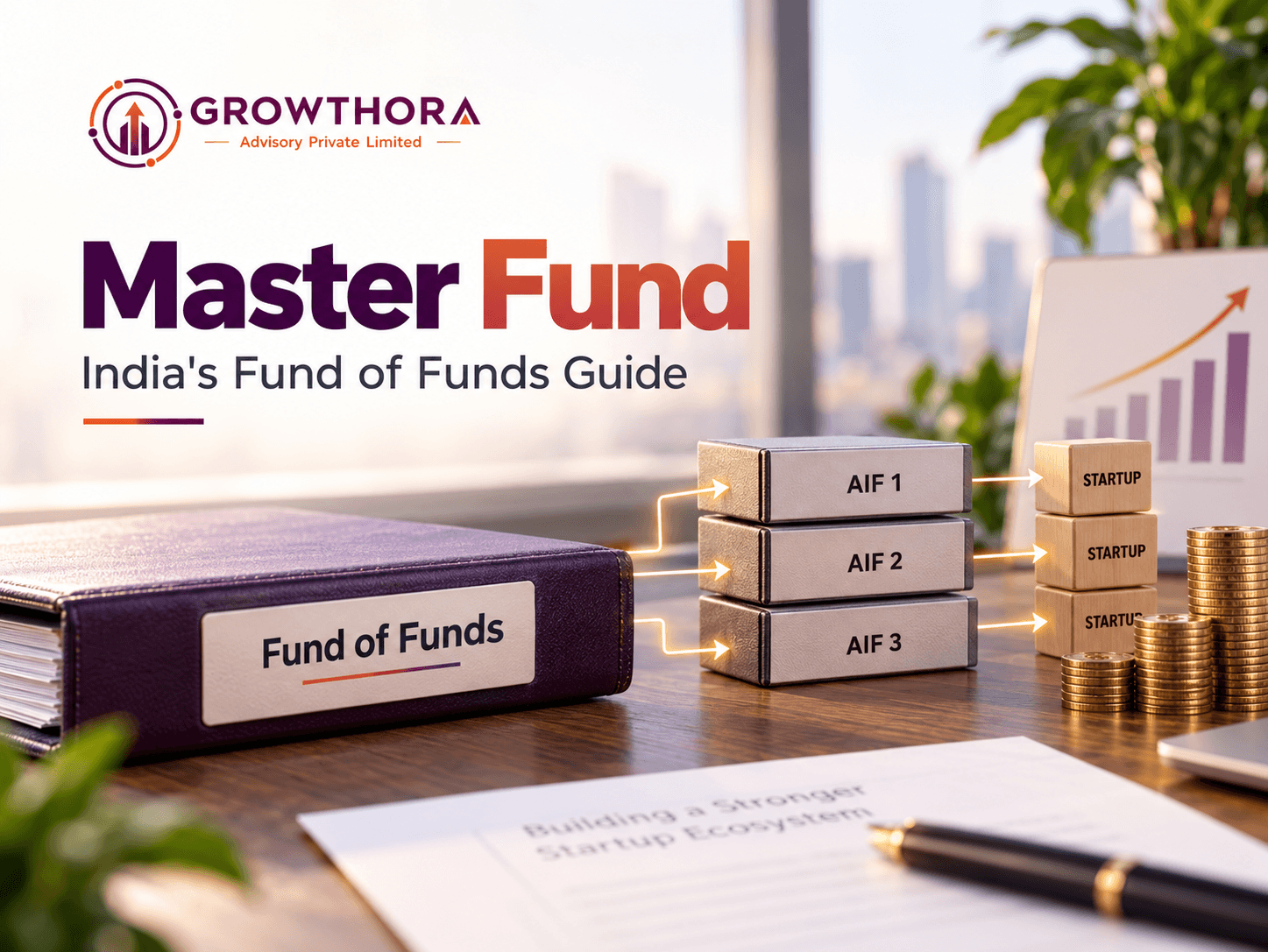 Master Fund: How India’s Fund of Funds for Startups Works Master Fund in India showing Fund of Funds for Startups, SEBI-registered AIFs, startup investment flow and SIDBI-backed funding structure