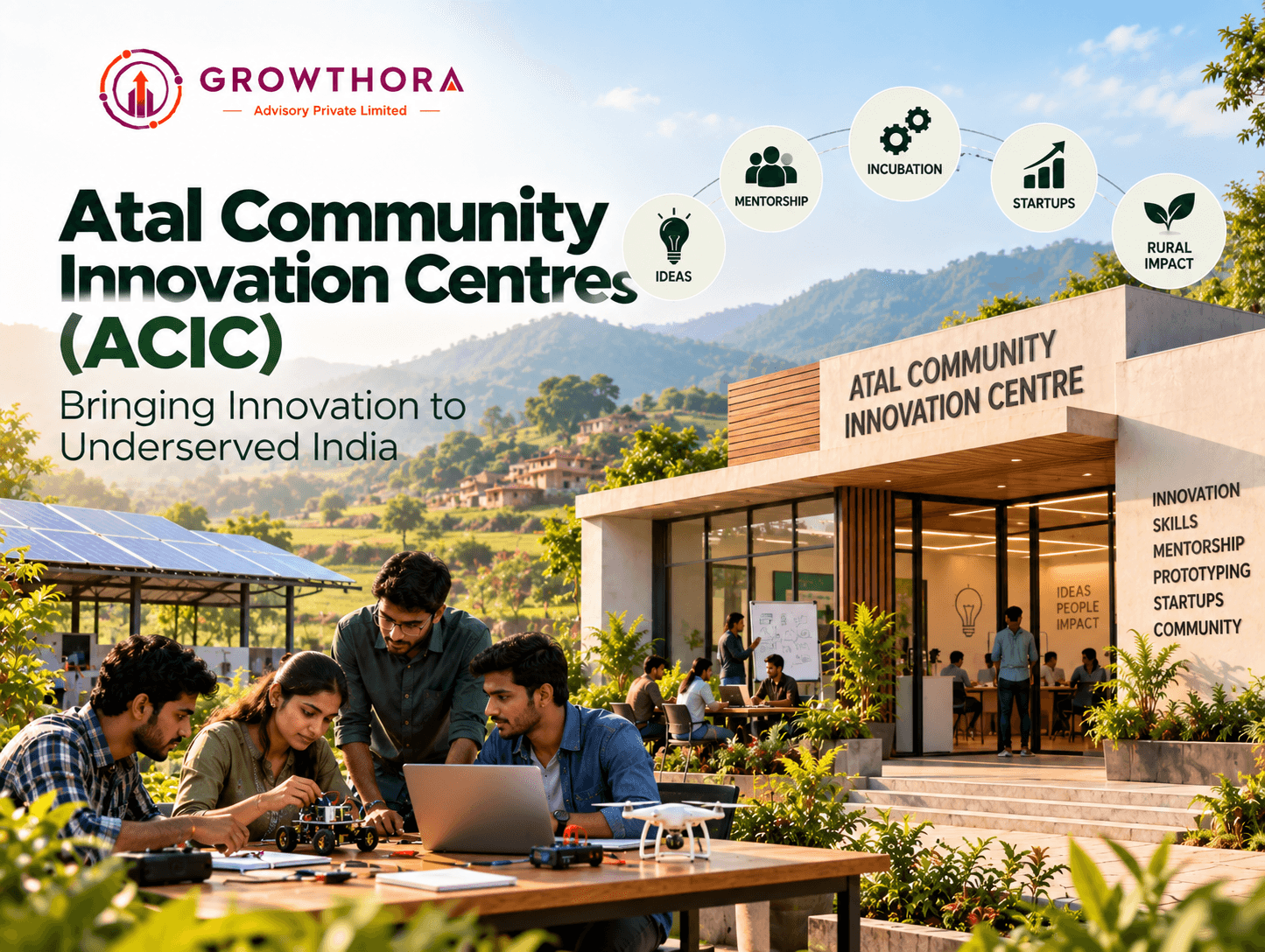 Atal Community Innovation Centres supporting grassroots innovators, rural entrepreneurs and Tier-2 and Tier-3 startups through mentorship, incubation, prototyping and community innovation