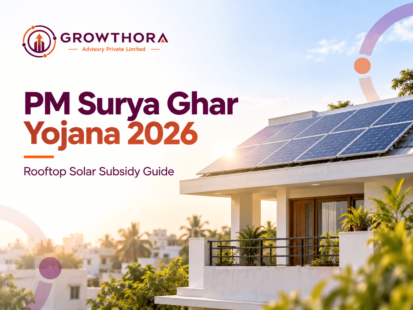 PM Surya Ghar Yojana 2026: Subsidy, Eligibility and How It Works PM Surya Ghar Yojana 2026 rooftop solar subsidy for residential households showing solar panels and home solar installation in India