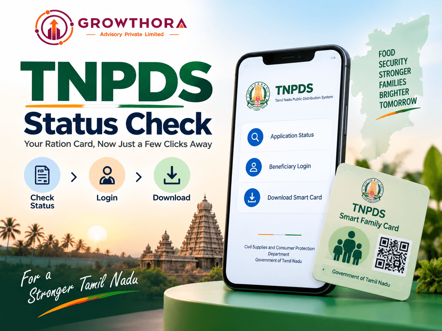 TNPDS Status Check 2026 – Smart Ration Card Application, Login & Download TNPDS smart card status check in Tamil Nadu showing ration card application status, beneficiary login and Smart Family Card download online.